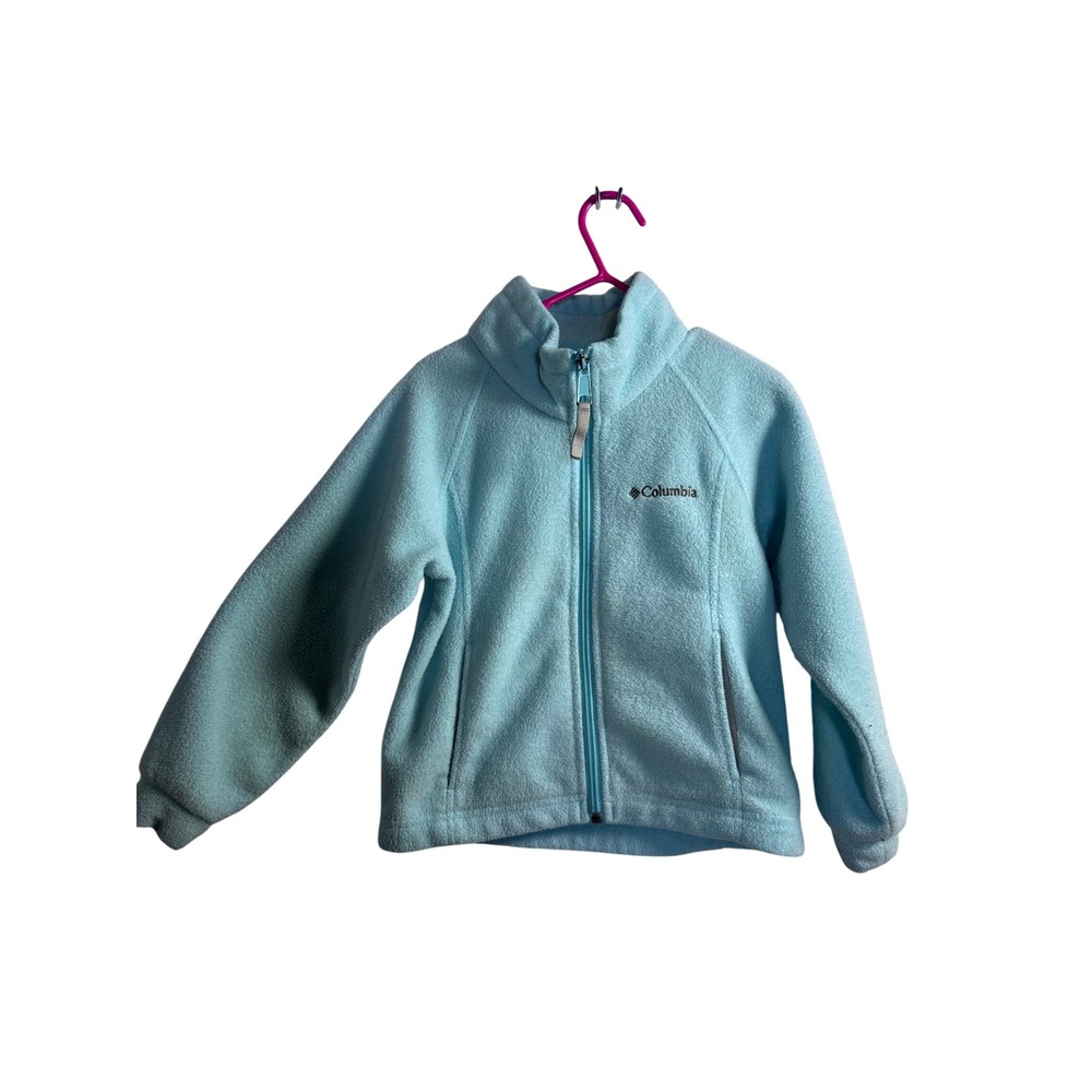 Columbia Fleece Jacket 4T Light Blue Full Zip Mock Neck Toddler Kids